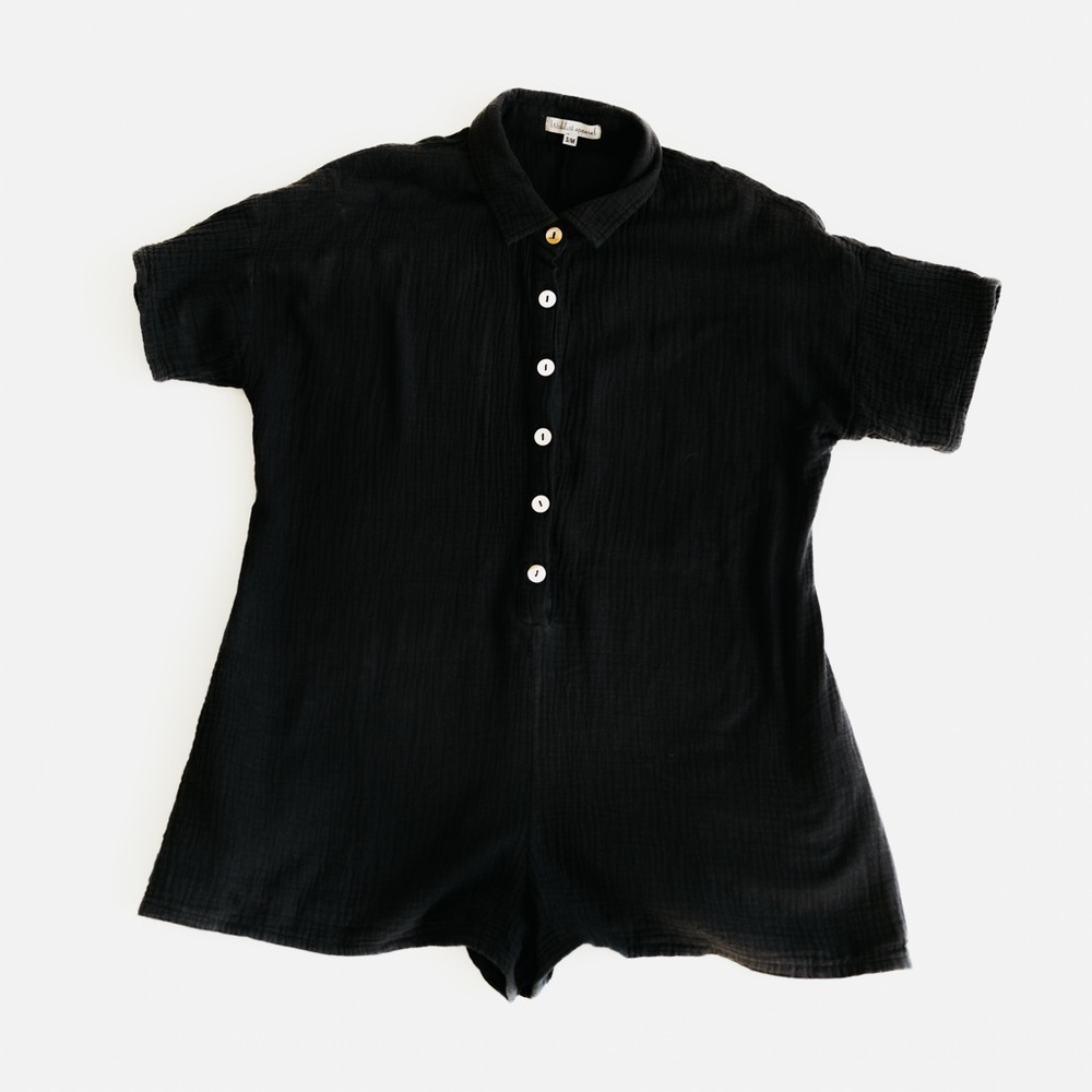 Navy Short-sleeve Romper